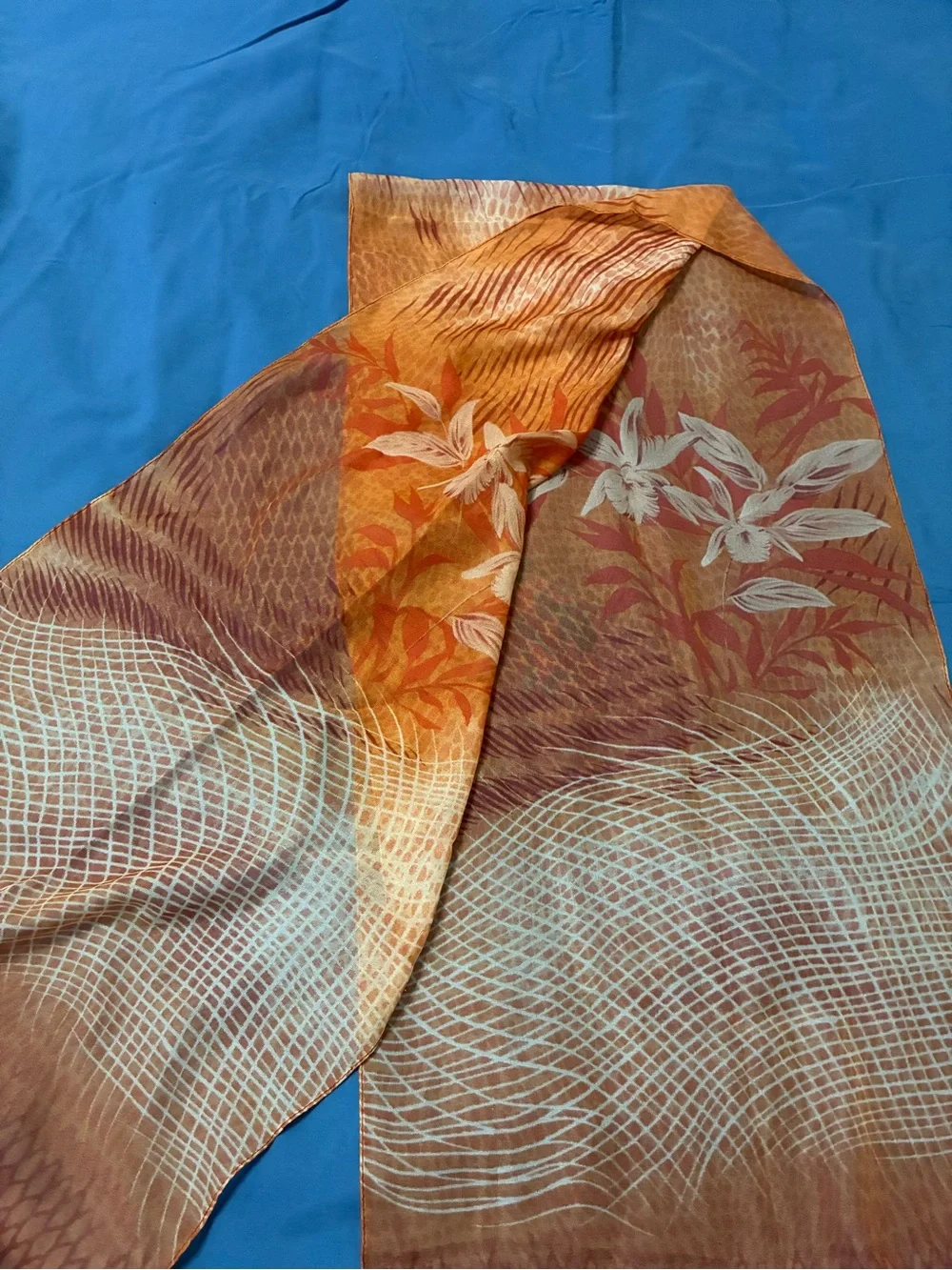 Orange Coral floral scarf